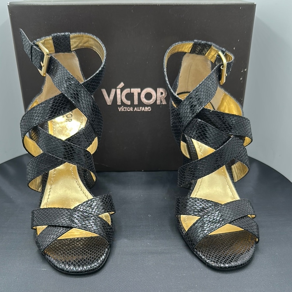 Victor Alfaro Black Stiletto Heels Elegant Design